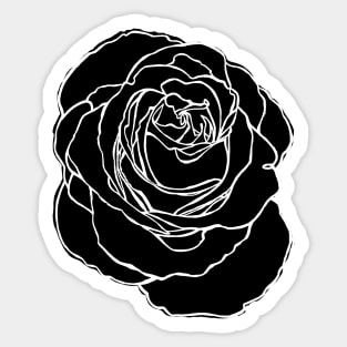 Cottage Core, Black Rose Flower Outline Sticker